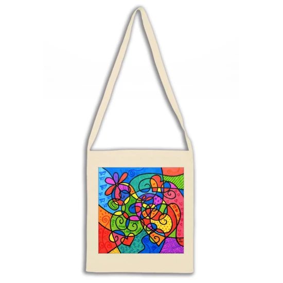 Virágos-szíves vászontáska